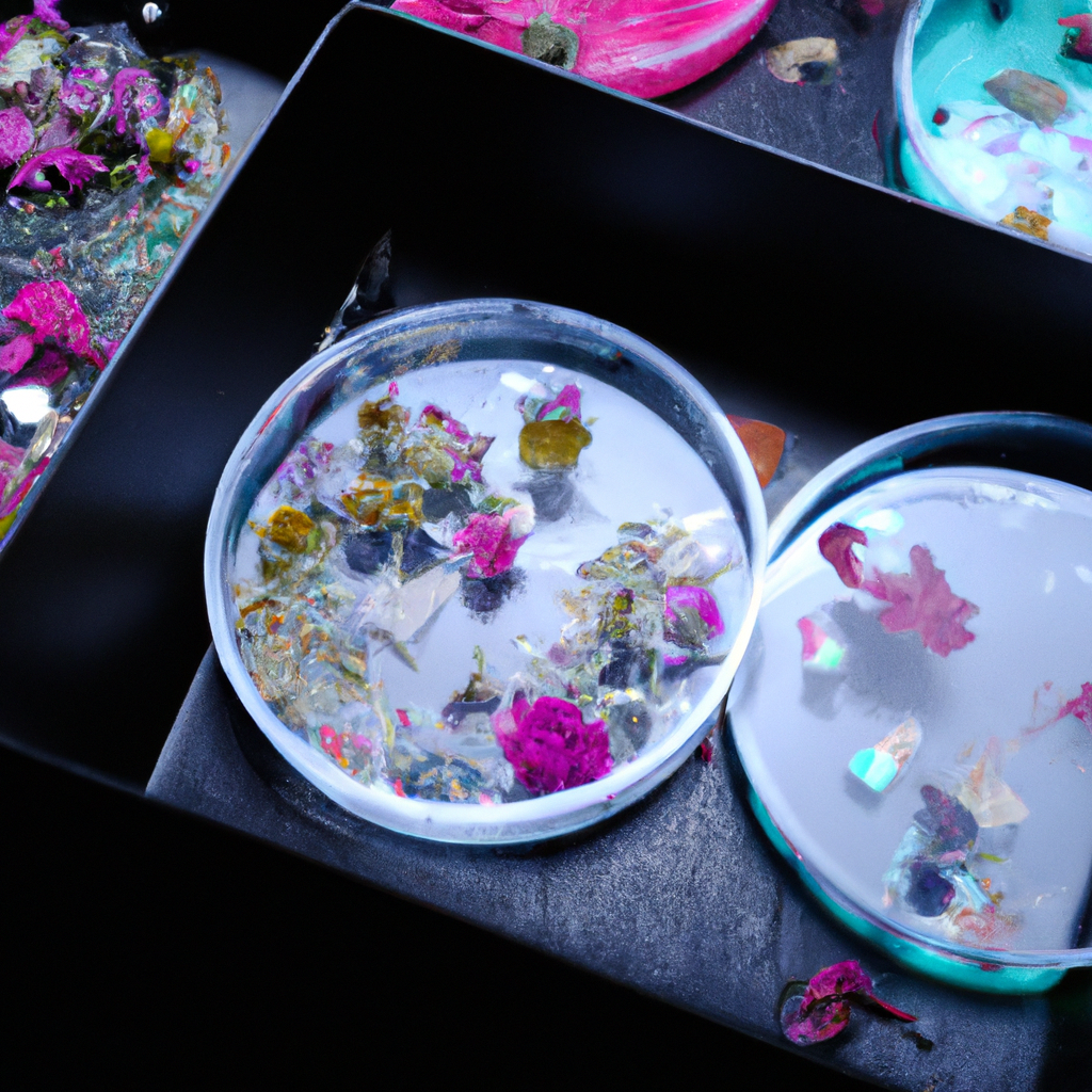 Resin jewelry molds with pigments and botanicals