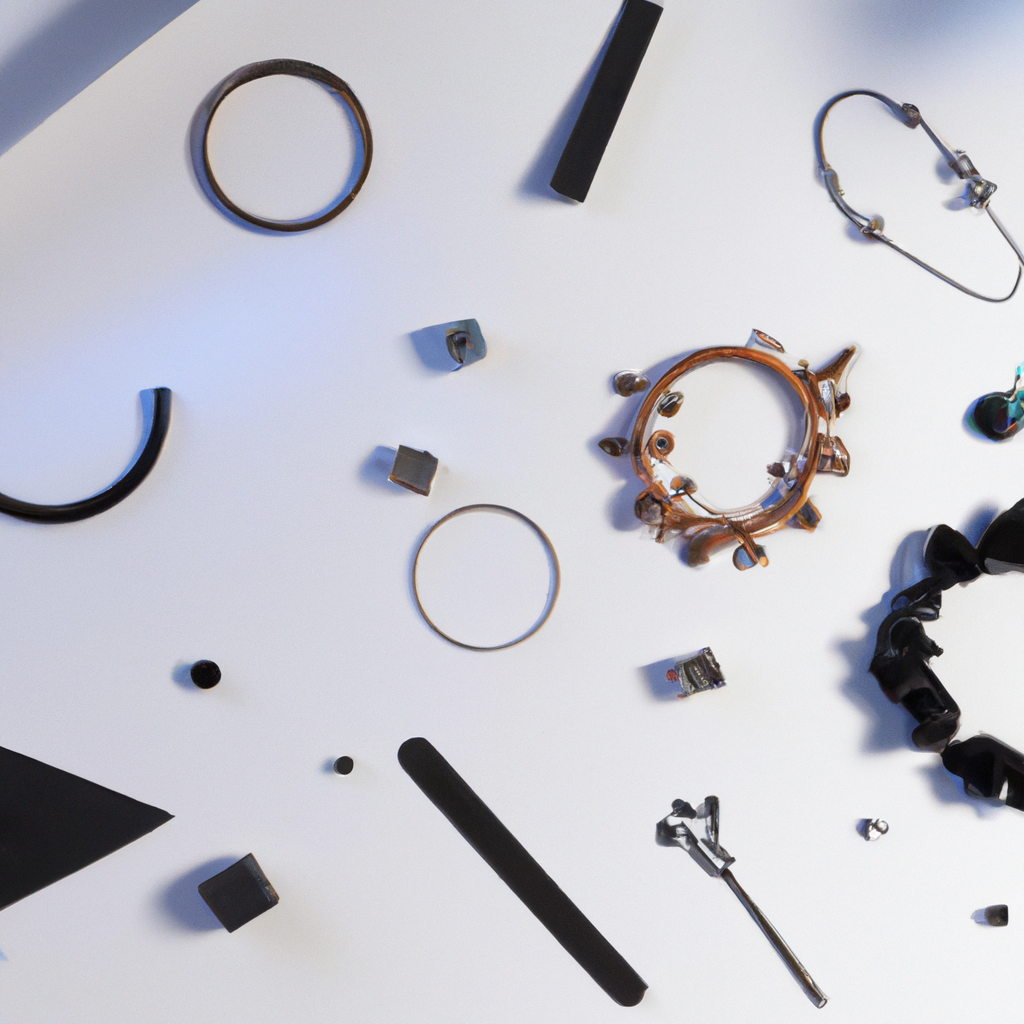 Minimalist student workbench with jewelry making tools top view